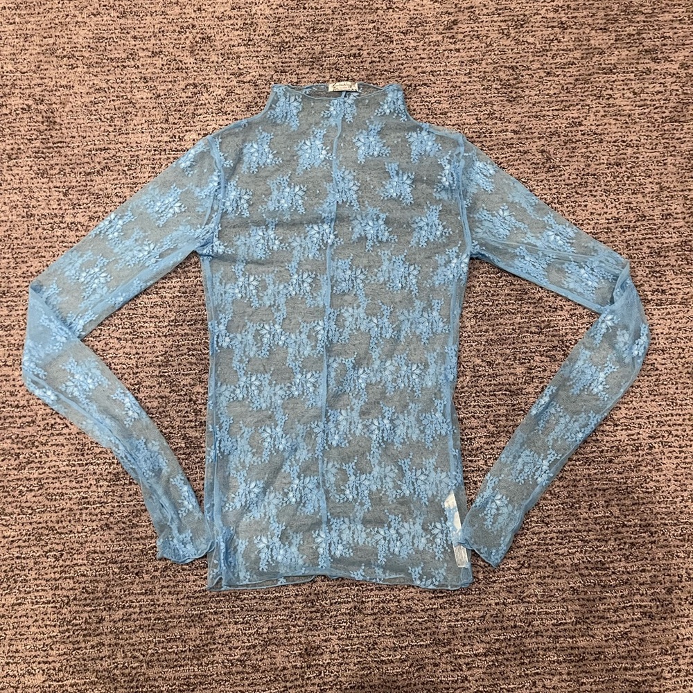 Free People Sheer Blue Layering Long Sleeve Top